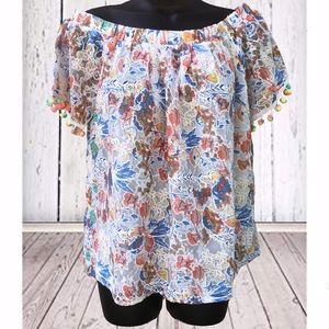 NWT Entro | Off Shoulder Pom Pom Top | Small